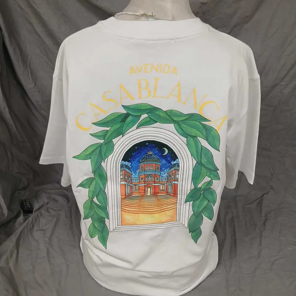 CASABLANCA TENNIS CLUB T-SHIRT – WHITE, LARGE (L)