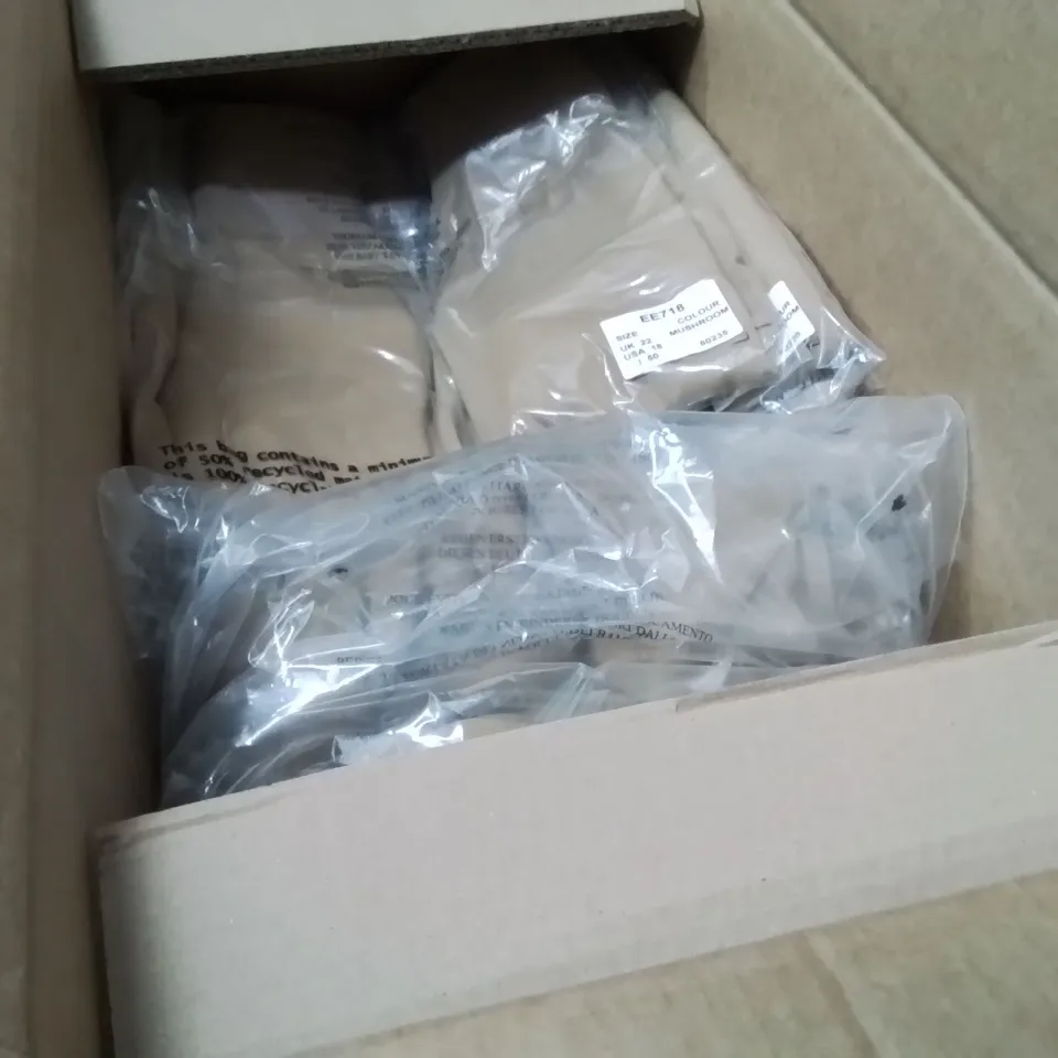 BOXED BRAND NEW APPROXIMATELY 26 JD WILLIAMS UTILITY WIDE LEG TROUSERS MUSHROOM SIZE 22