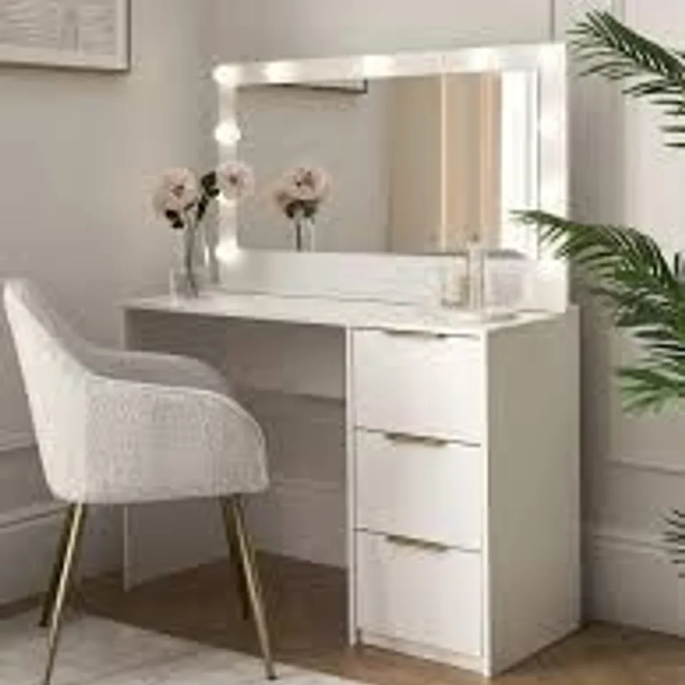 BOXED CAMBERLEY DRESSING TABLE AND STOOL - WHITE (1 BOX)