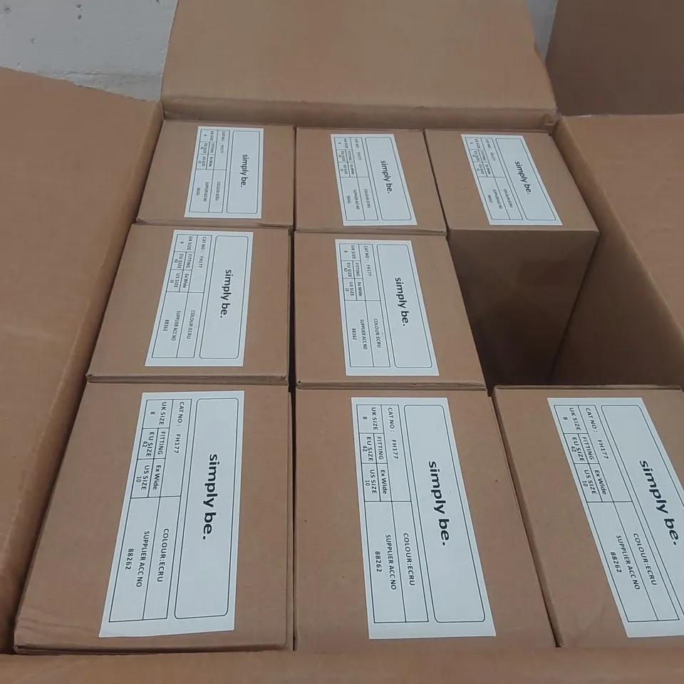 BOX CONTAINING APPROXIMATELY 9x BRAND NEW SIMPLY BE ECRU OSLO EXTRA WIDE SHOES - SIZE 8