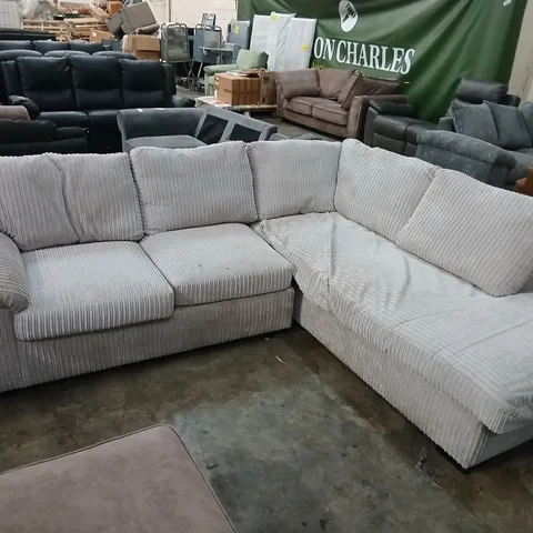 DESIGNER BEIGE CORDED FABRIC CORNER SOFA