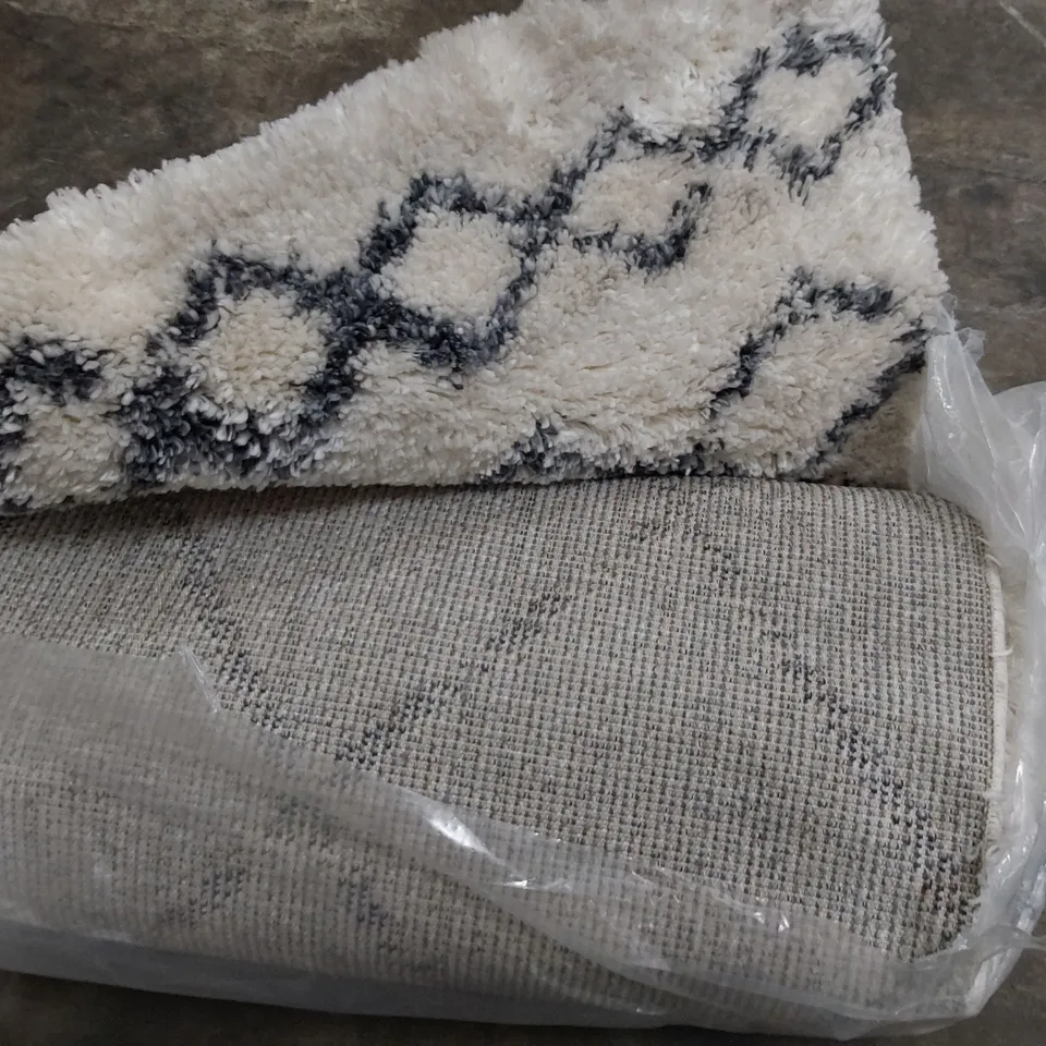 DESIGNER COSY TEXTURES ALTO RUG CREAM & GREY 160 × 230