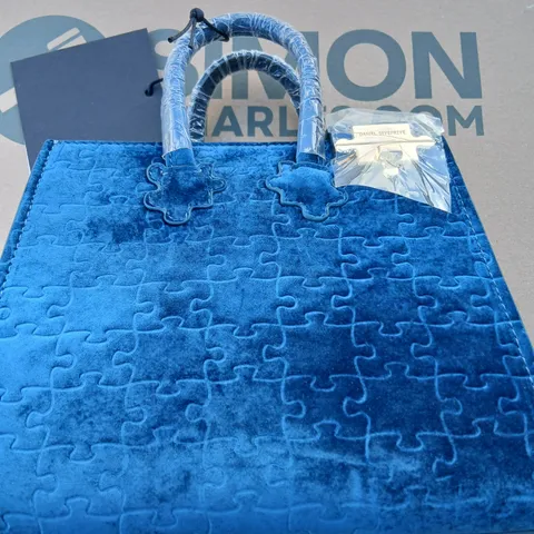 TWO DANIEL DIYEPRIYE BLUE VELVET QUILTED HANDBAG WITH TOP HANDLES