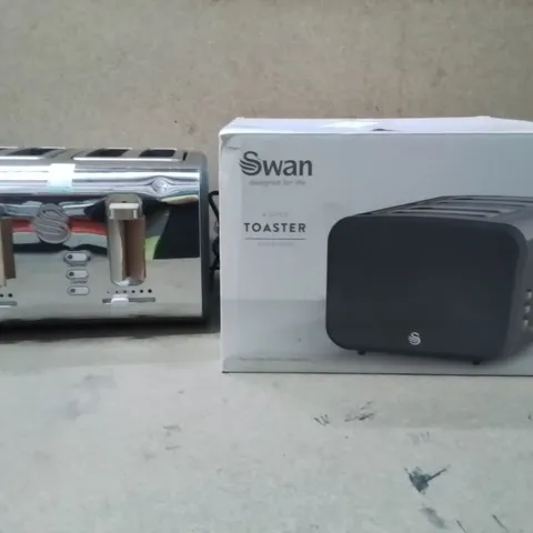 BOXED SWAN 4 SLICE TOASTER CHROME AND NAVY