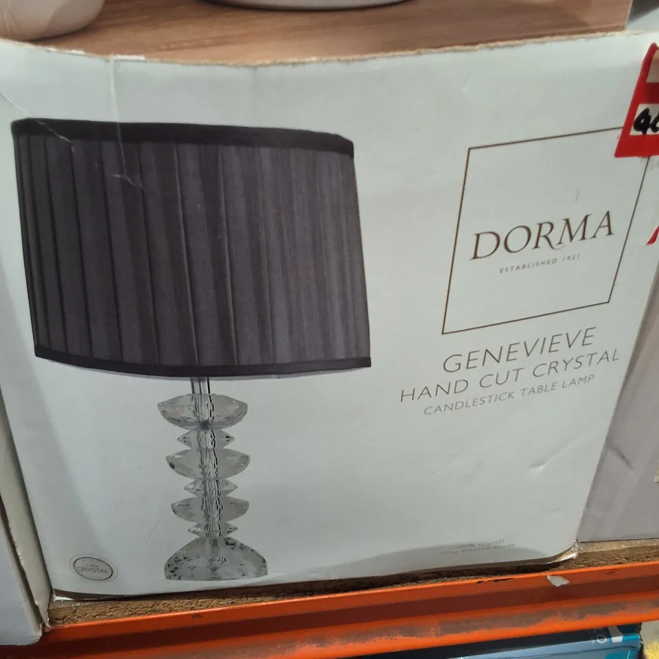 BOXED GENEVIEVE HAND-CUT CRYSTAL CANDLESTICK TABLE LAMP