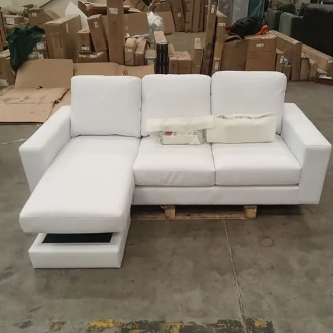 BALTIMORE L-SHAPE CORNER SOFA, WHITE PREMIUM FAUX LEATHER