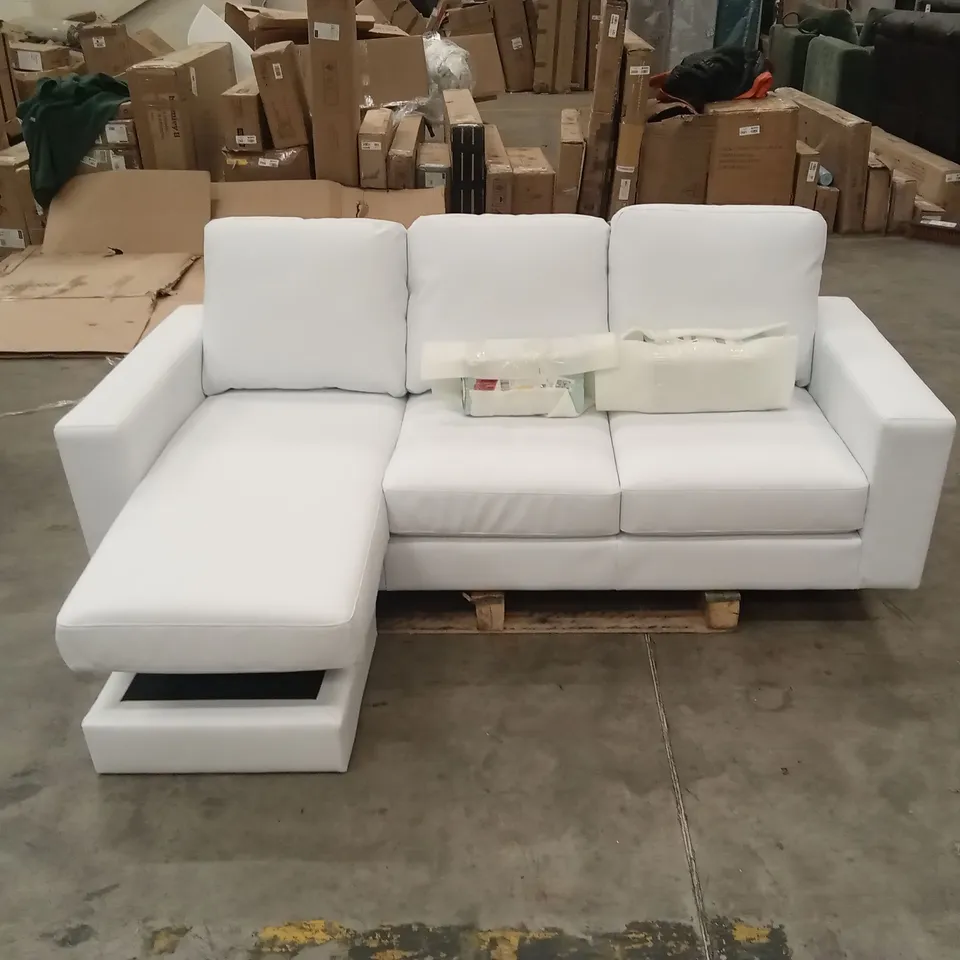 BALTIMORE L-SHAPE CORNER SOFA, WHITE PREMIUM FAUX LEATHER