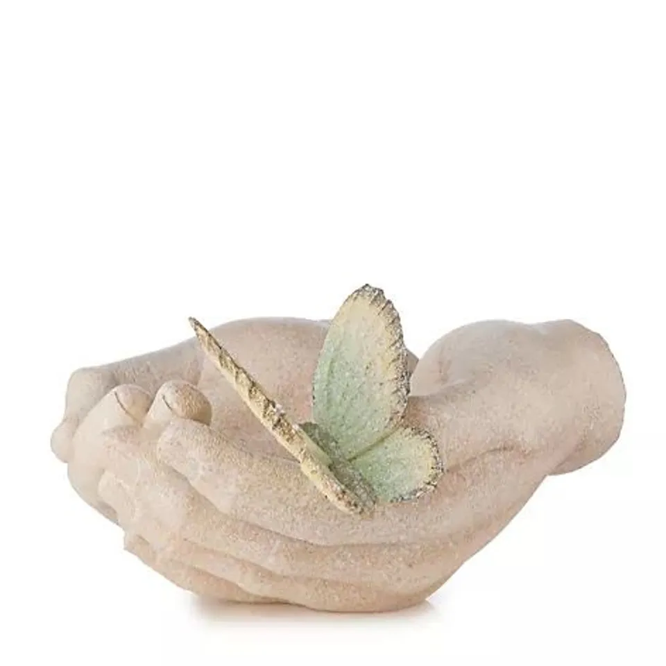 GARDEN REFLECTIONS BUTTERFLY HANDS BIRD FEEDER & BUTTERFLY SCULPTURE