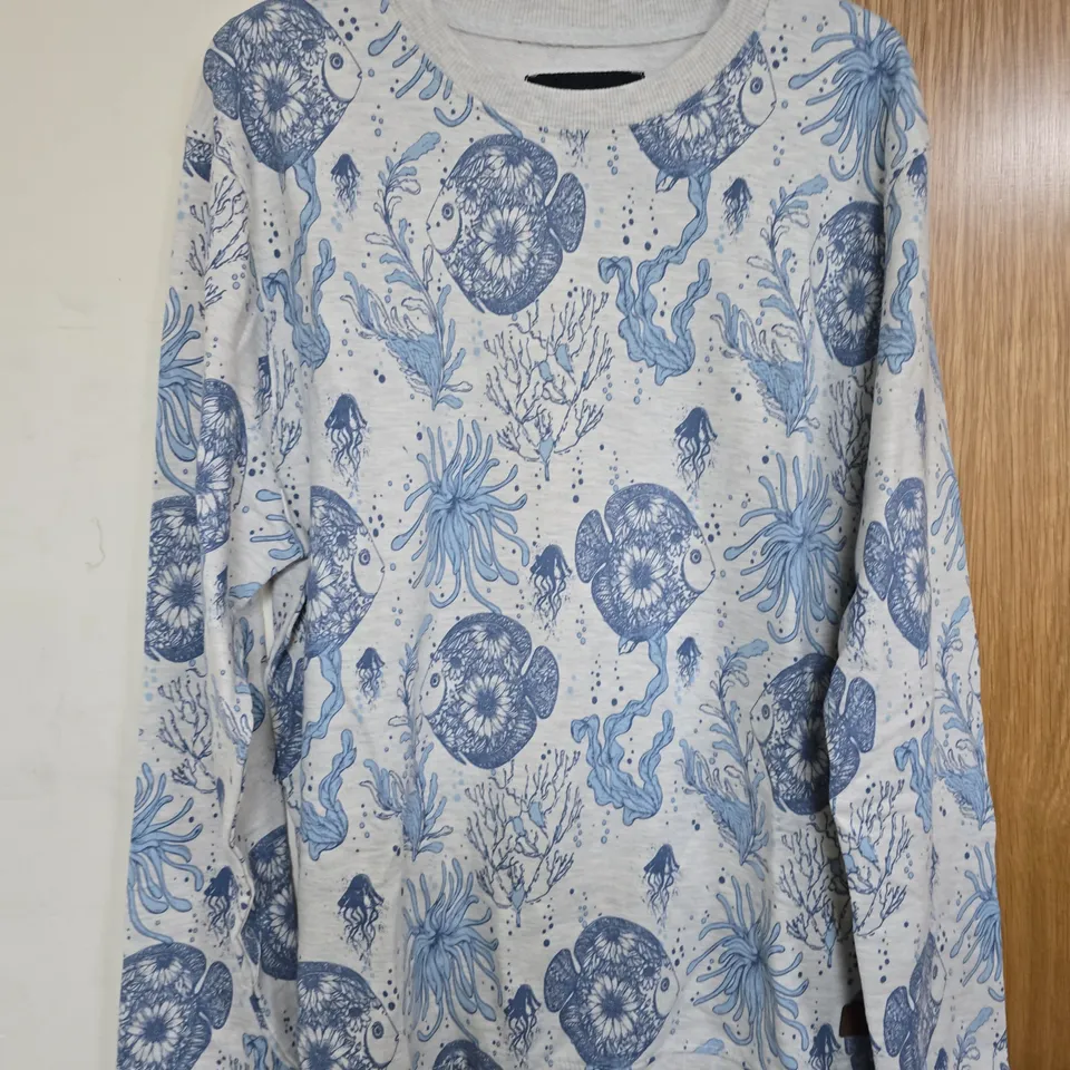 SOUL STAR GREY SWEATSHIRT WITH BLUE SEA-LIFE PRINT – WOMEN'S CLOTHING 