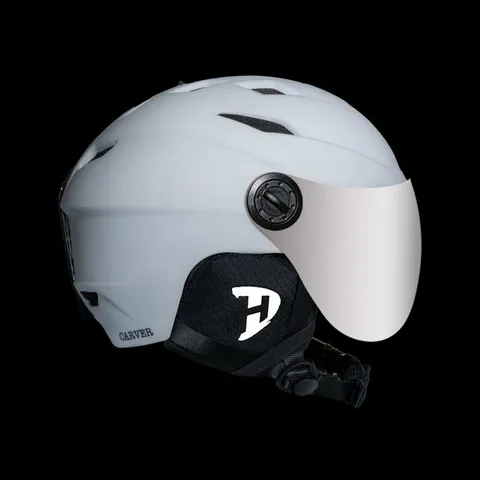 BOXED DAYTONA CARVER SKI HELMET - ADJUSTABLE SKI HELMET FOR MEN, WOMEN & YOUTH - DULL CHALK WHITE WITH ANTI-FOG VISOR SIZE LARGE