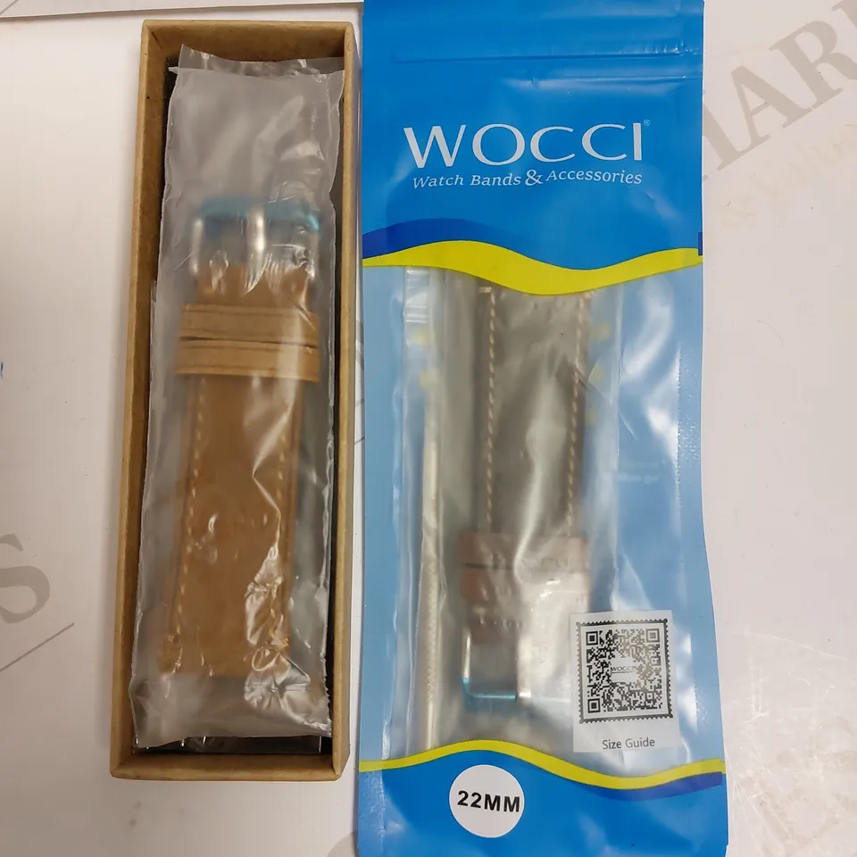 PAIR OF WOCCI WATCH STRAPS - BROWN LEATHER EFFECT