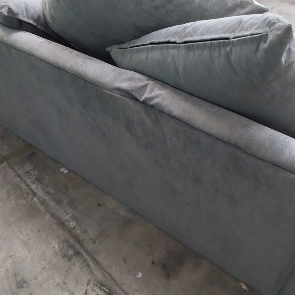 DESIGNER THREE SEATER SOFA GREY FABRIC WITH SCATTER CUSHIONS 