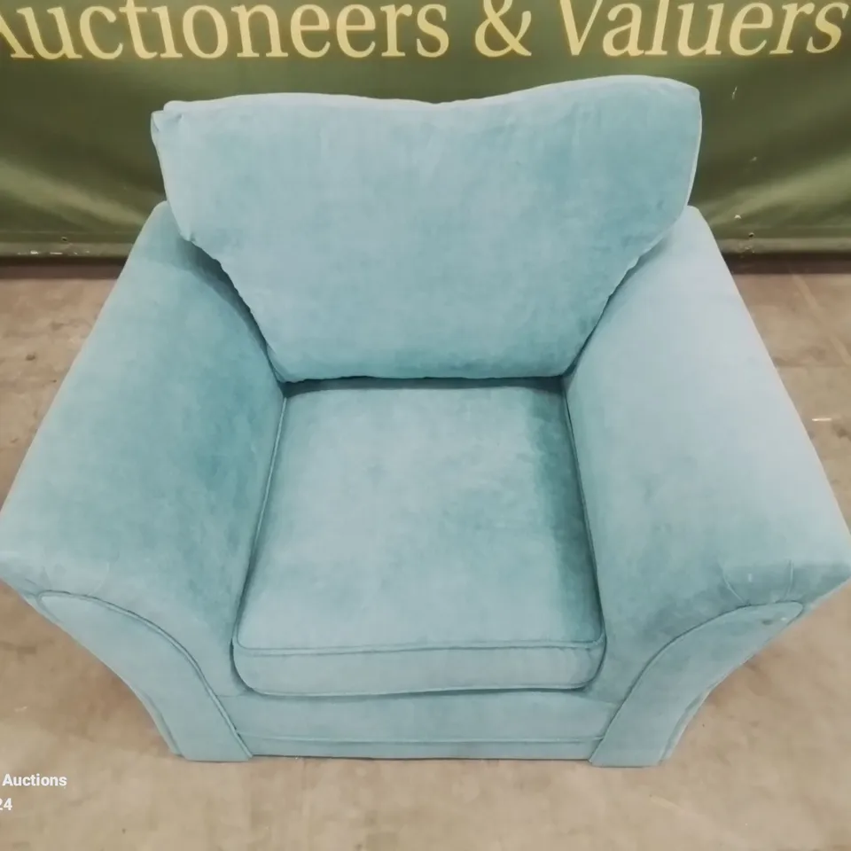 QUALITY DESIGNER FABRIC UPHOLSTERED DURY FIXED BACK CHAIR -TEAL-