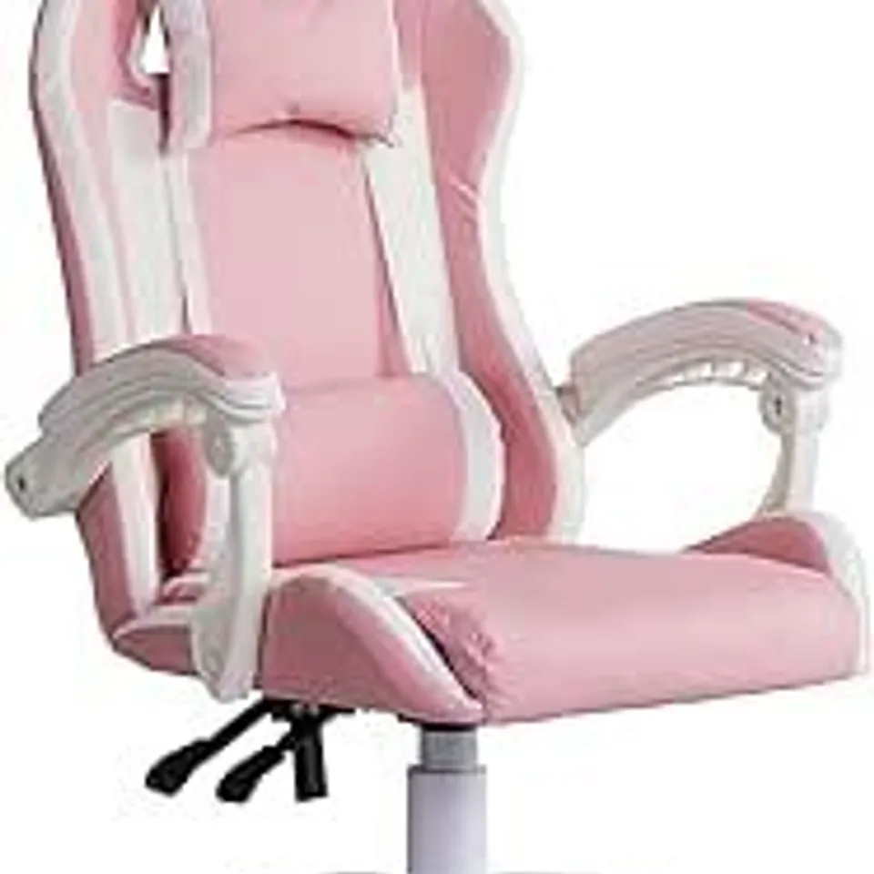 BOXED PINK AND WHITE GAMING CHAIR