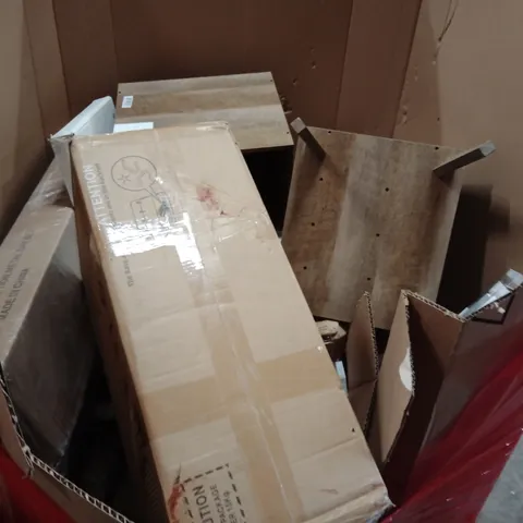 PALLET OF ASSORTED HOUSEHOLD GOODS AND PRODUCTS TO INCLUDE; BEDSIDE TABLE, CURTAIN BLINDS, OFFICE CHAIR