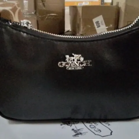 BOXED BLACK LEATHER COACH CLUTCH BAG