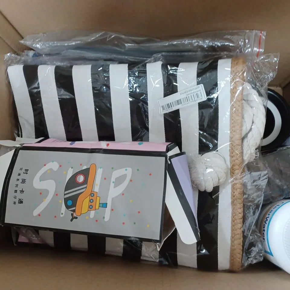 APPROXIMATELY 10 ASSORTED ITEMS TO INCLUDE HOMESAFE BOOK SAFE, QUANTITATIVE SILICA GEL BRUSH HEAD, WATER BOTTLE 