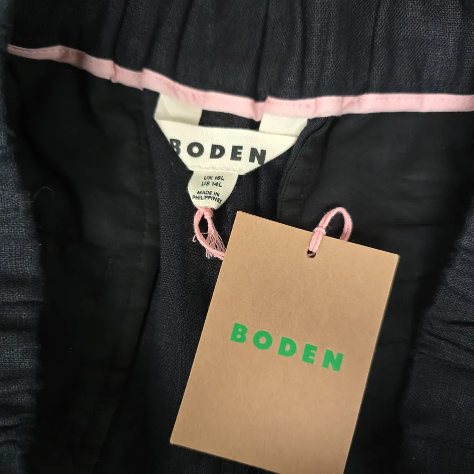 BODEN WOMEN'S NAVY TROUSERS WITH PINK WAISTBAND TRIM – UK 18L