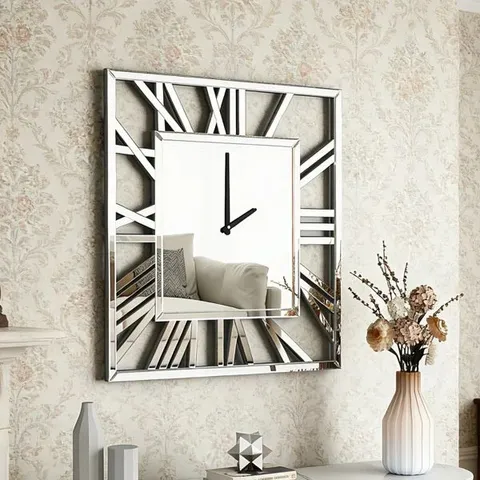 BOXED LARGE GLASS WALL CLOCK (1 BOX)