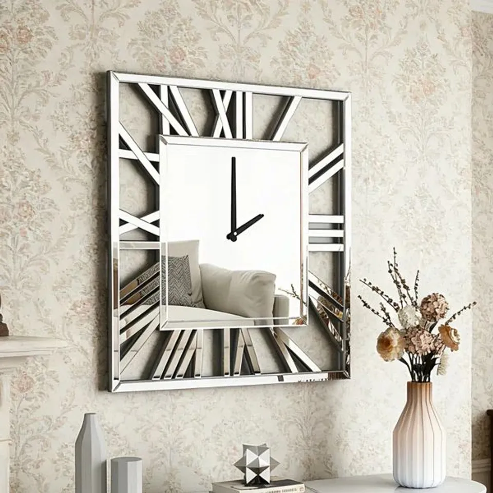 BOXED LARGE GLASS WALL CLOCK (1 BOX)