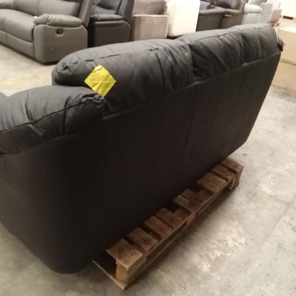 NAPLES ITALIAN LEATHER 3 SEATER SOFA - BLACK RRP £1149