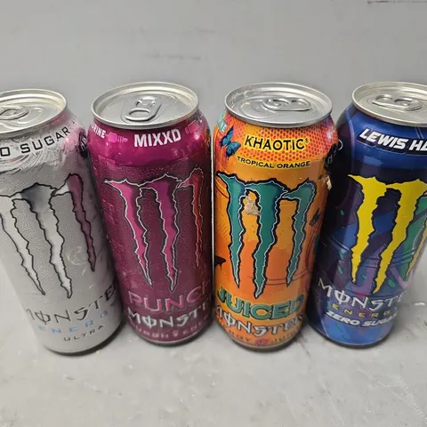 APPROXIMATELY 8 ASSORTED DRINKS ITEMS TO INCLUDE - MONSTER KHAOTIC , MONSTER LEWIS HAMILTON , MONSTER PUNCH MIXXD ETC