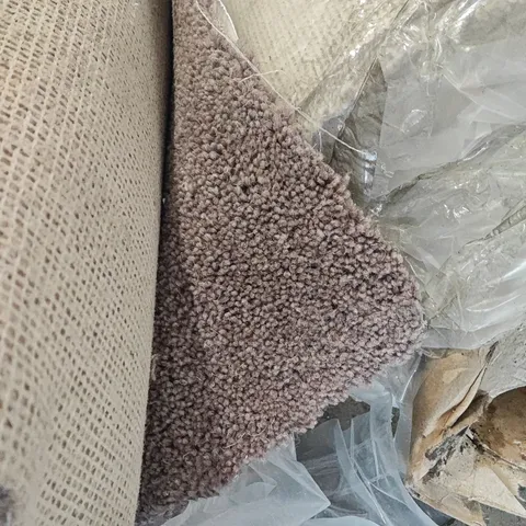 QUALITY BAGGED AND ROLLED DURHAM TWIST CARPET IN ELEPHANT - APPROXIMATELY LENGTH 3.5M WIDTH 5M