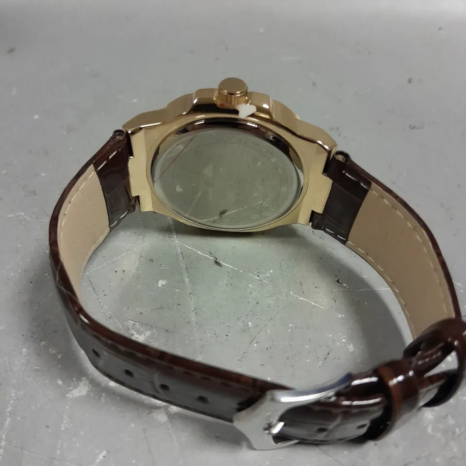MENS FRANK SCHMIDT WATCH – TEXTURED DIAL WITH DATE – LEATHER STRAP- MODEL: FSL AMBASSADOR – 3ATM WATER RESISTANT