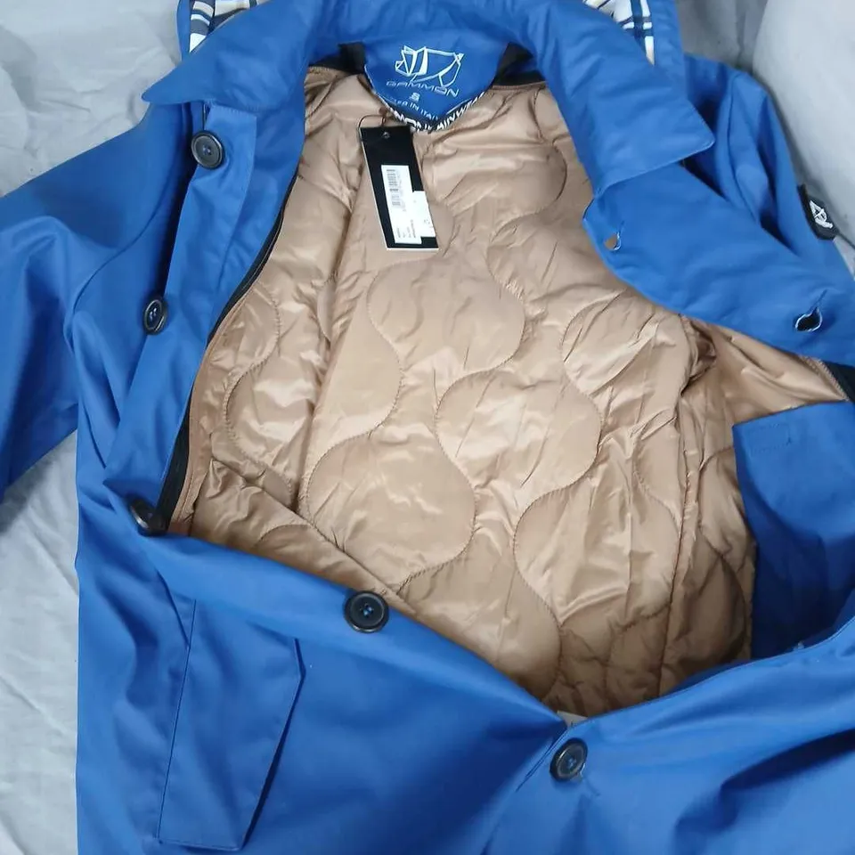 GAMMON MONACO BLUE HOODED COAT – SIZE S, STYLED IN ITALY