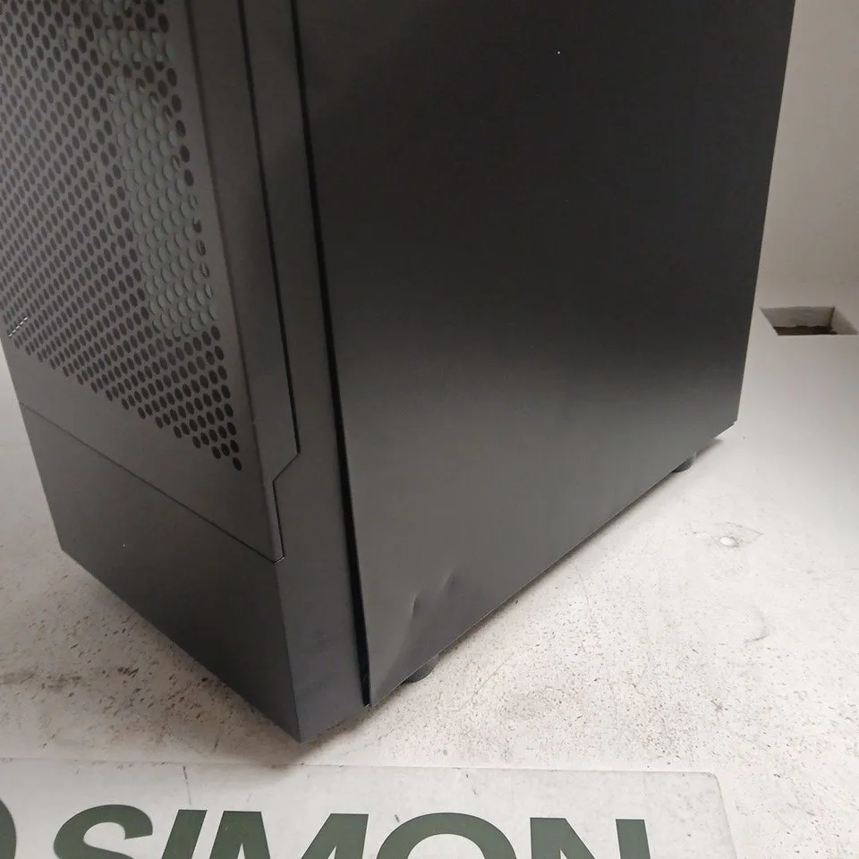 BLACK PC CASE TOWER WITH MESH FRONT AND TEMPERED-GLASS SIDE PANEL