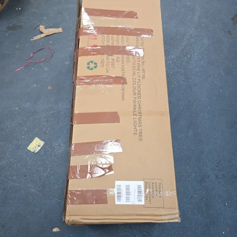 BOXED 6FT DENVER PRE LIT FLOCKED CHRISTMAS TREE WITH DUAL COLOUR TWINKLE LIGHTS (1 BOX)