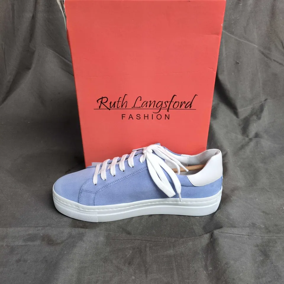 RUTH LANGSFORD FASHION WOMEN'S SNEAKERS – LIGHT BLUE WITH ZIP ACCENT (UK 4, EU 36)