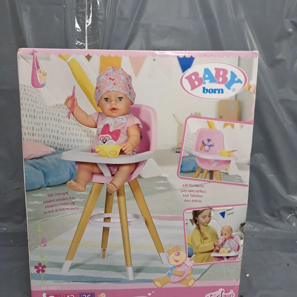 BOXED BABY BORN HIGH CHAIR  RRP £28.99