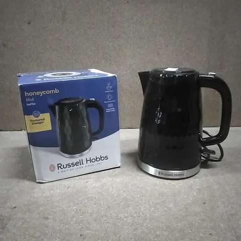 BOXED RUSSELL HOBBS HONEYCOMB BLACK KETTLE, MODEL 26051