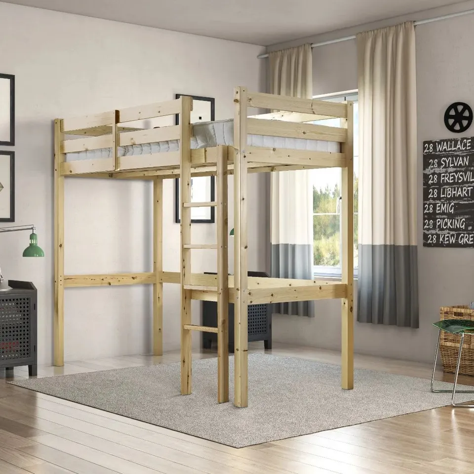 BOXED ICARUS HEAVY DUTY HIGH SLEEPER SOLID PINE BUNK BED (2 BOXES)