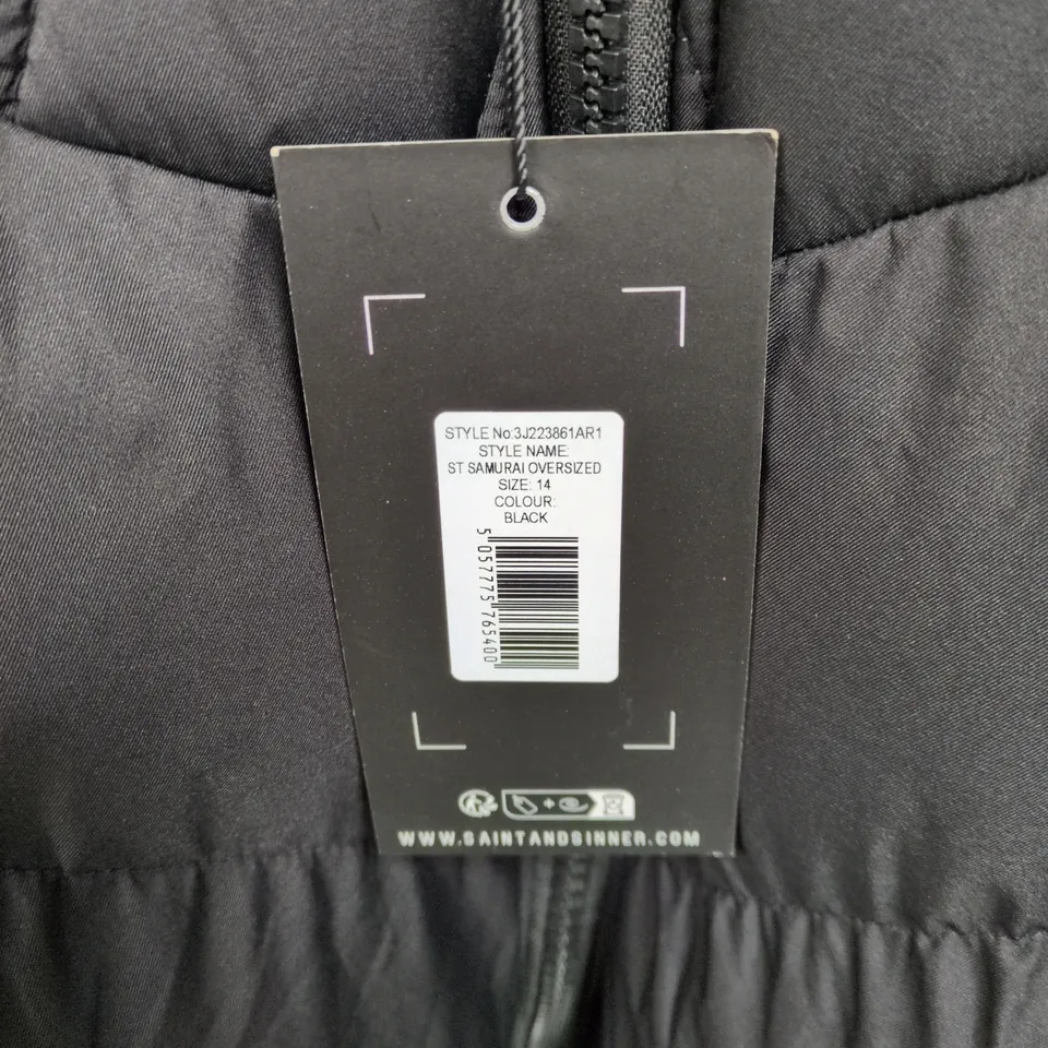 SAINT & SINNER BLACK SAMURAI OVERSIZED COAT SIZE 14 WITH TAGS