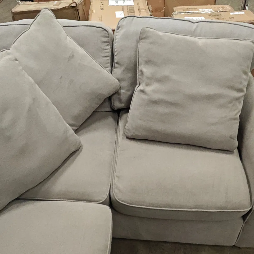 LIGHT GREY FABRIC LOUNGE SOFA WITH SCATTER CUSHIONS