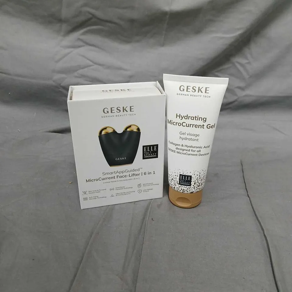 GESKE SMART APP GUIDED MICRO CURRENT FACE-LIFTER 6-IN-1 WITH HYDRATING GEL - BOXED