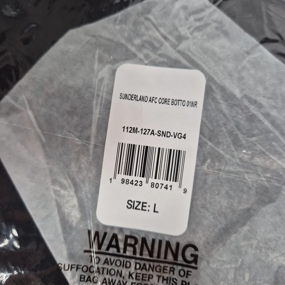 BAGGED SUNDERLAND AFC CORE BOTTOMS – BLACK, SIZE UK L