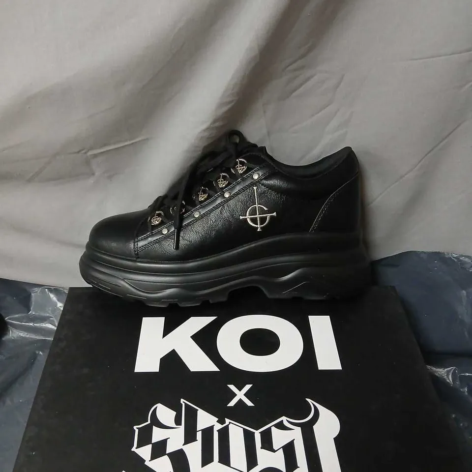 KOI X GHOST UK 8 ZENITH CRUCIFIX CHUNKY TRAINERS – BLACK