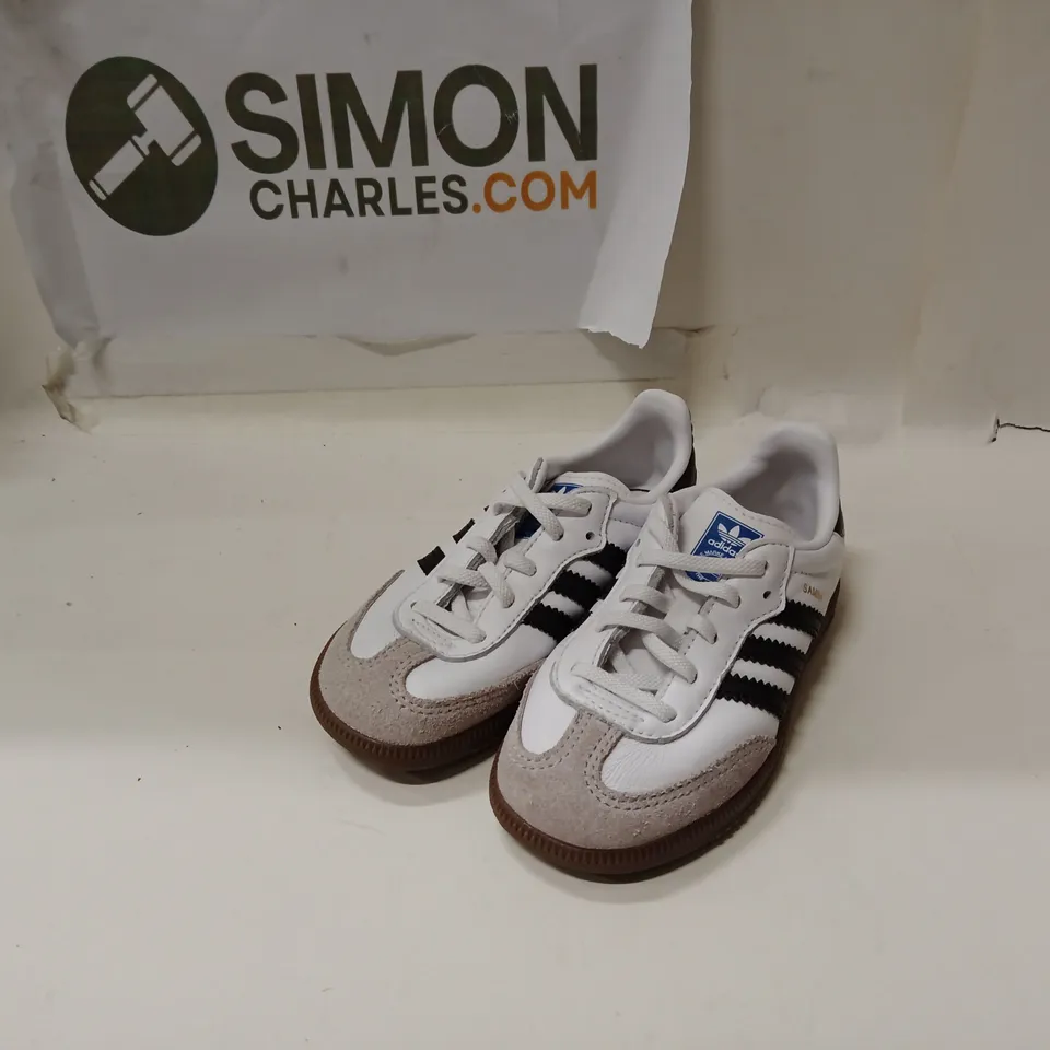 UNBOXED ADIDAS SAMBA CHILDREN'S SNEAKERS – WHITE/BLACK, UK SIZE (9K)
