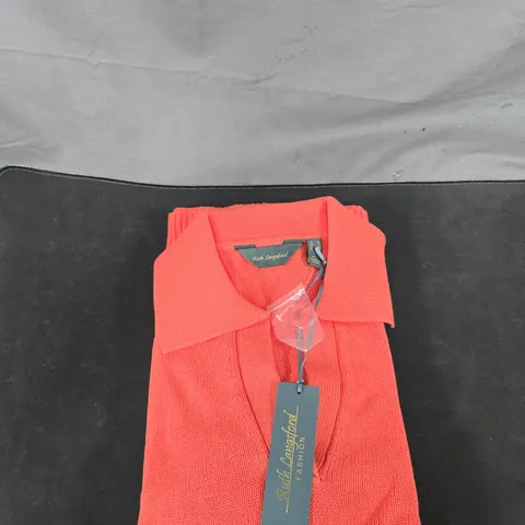 RUTH LANGSFORD FASHION PINK KNITTED POLO-NECK TOP, UK M