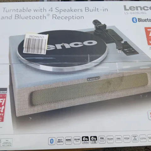 BOXED LENCO LS-440BUBG BLUETOOTH TURNTABLE WITH BUILT IN SPEAKERS 