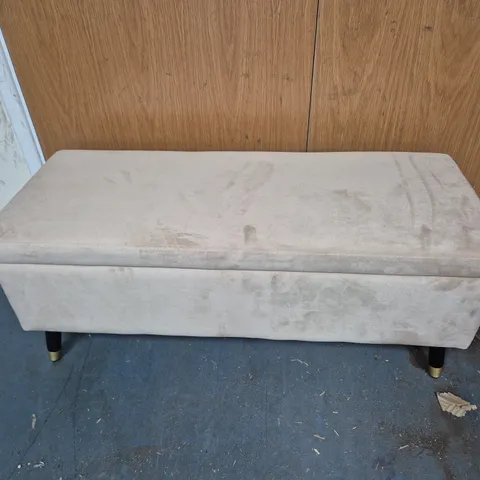MY HOME STORIES VELVET OTTOMAN IN NEUTRAL - COLLECTION ONLY