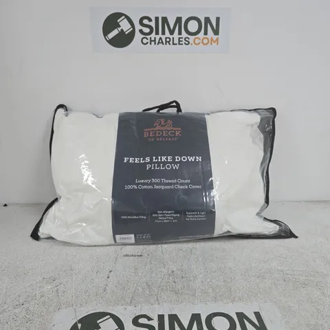 BEDECK OF BELFAST FEELS LIKE DOWN PILLOW – WHITE, IN PACKAGING 