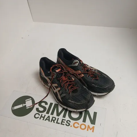 ASICS RUNNING SHOES, BLACK WITH ORANGE LACES – MEN'S FOOTWEAR UK 7.5