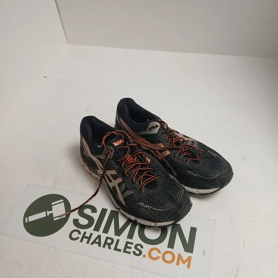 ASICS RUNNING SHOES, BLACK WITH ORANGE LACES – MEN'S FOOTWEAR UK 7.5