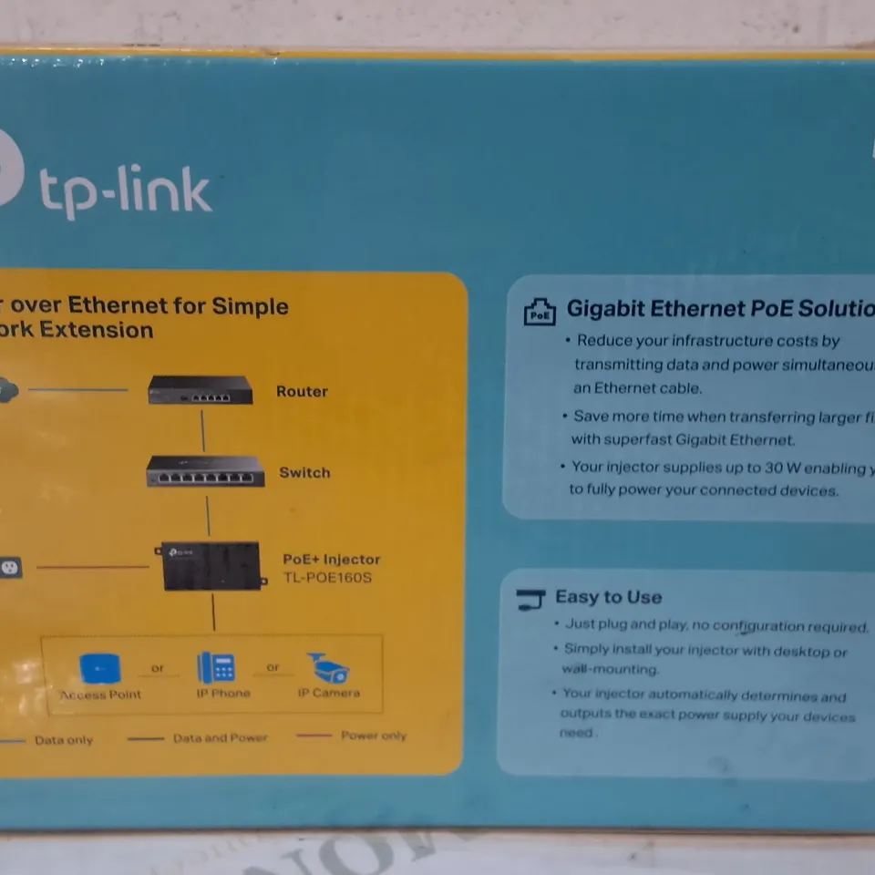 SEALED TP-LINK GIGABIT POE+ INJECTOR - 5LPOE160S