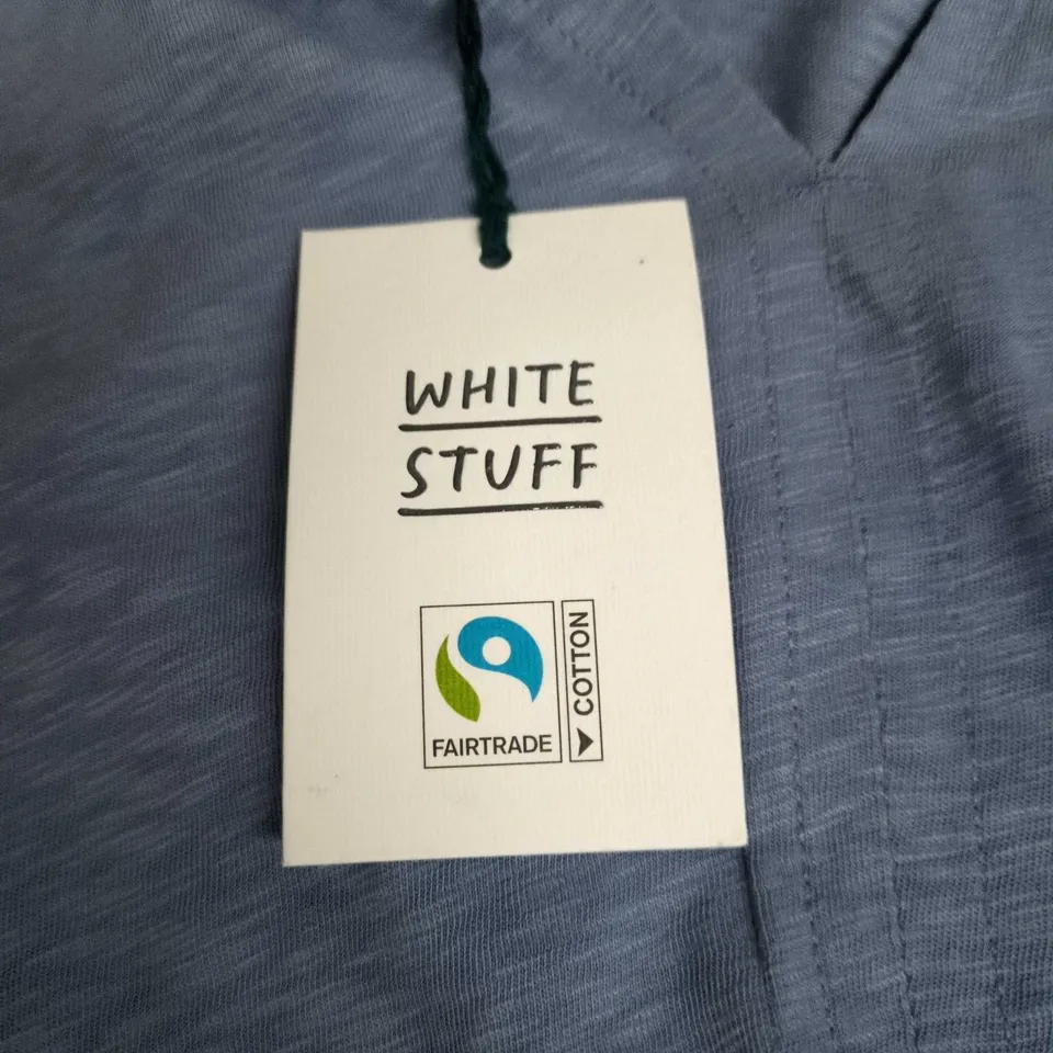 WHITE STUFF NELLY NOTCH NECK TEE – MID BLUE, UK 16 (EU 44 US 12)