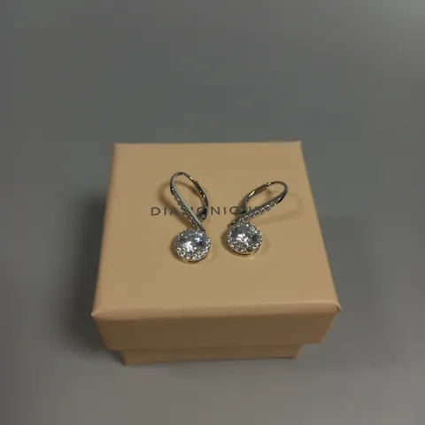 BOXED DIAMONIQUE SILVER DROP EARRINGS